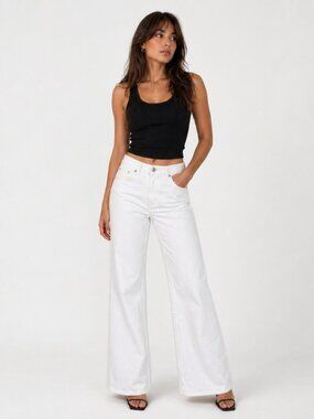 J.Crew White Flare Jeans – Full Length, Stretch Denim